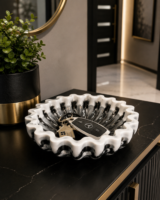 “B&W Marble” Resin Bowl