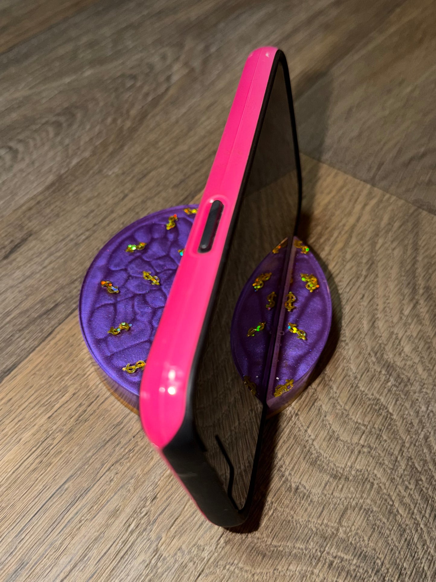 “Purple Fund$” Phone Stand | Hands-Free Phone Dock