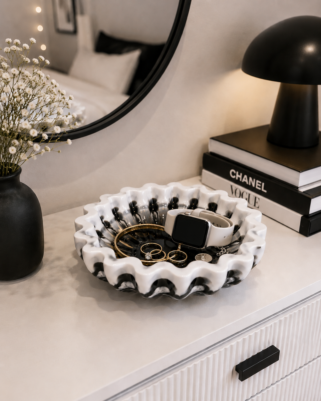 “B&W Marble” Resin Bowl